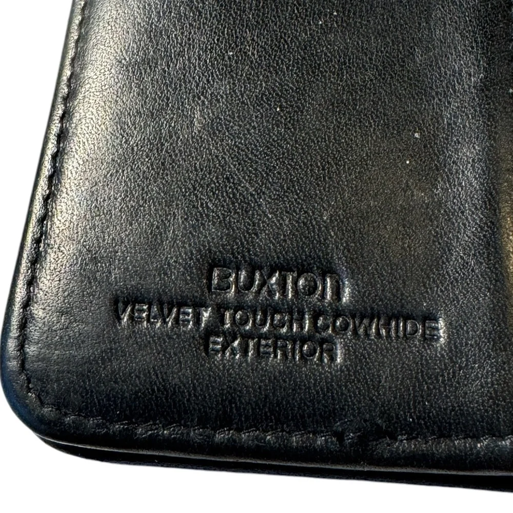 Vintage Black Buxton Cowhide Leather Dual Side Snap Shut Men’s Wallet RARE